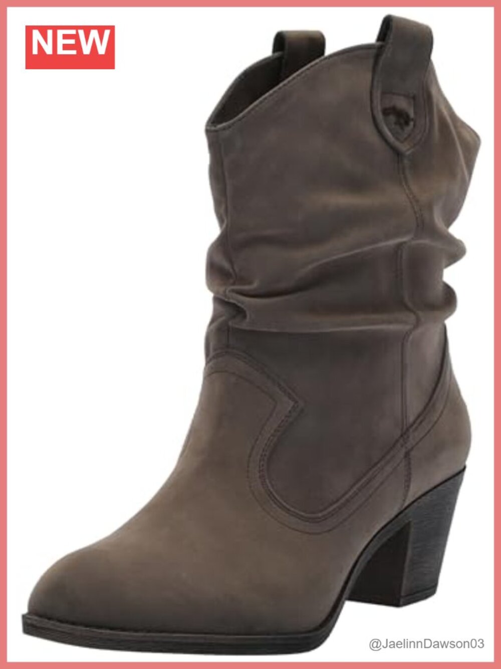 Western Mid-Calf Boot with Synthetic Upper and Rubber Sole